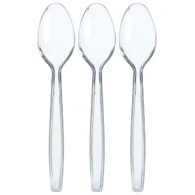 100 Clear Plastic Spoons Heavy Duty - Silverware Spoons Plastic Disposable