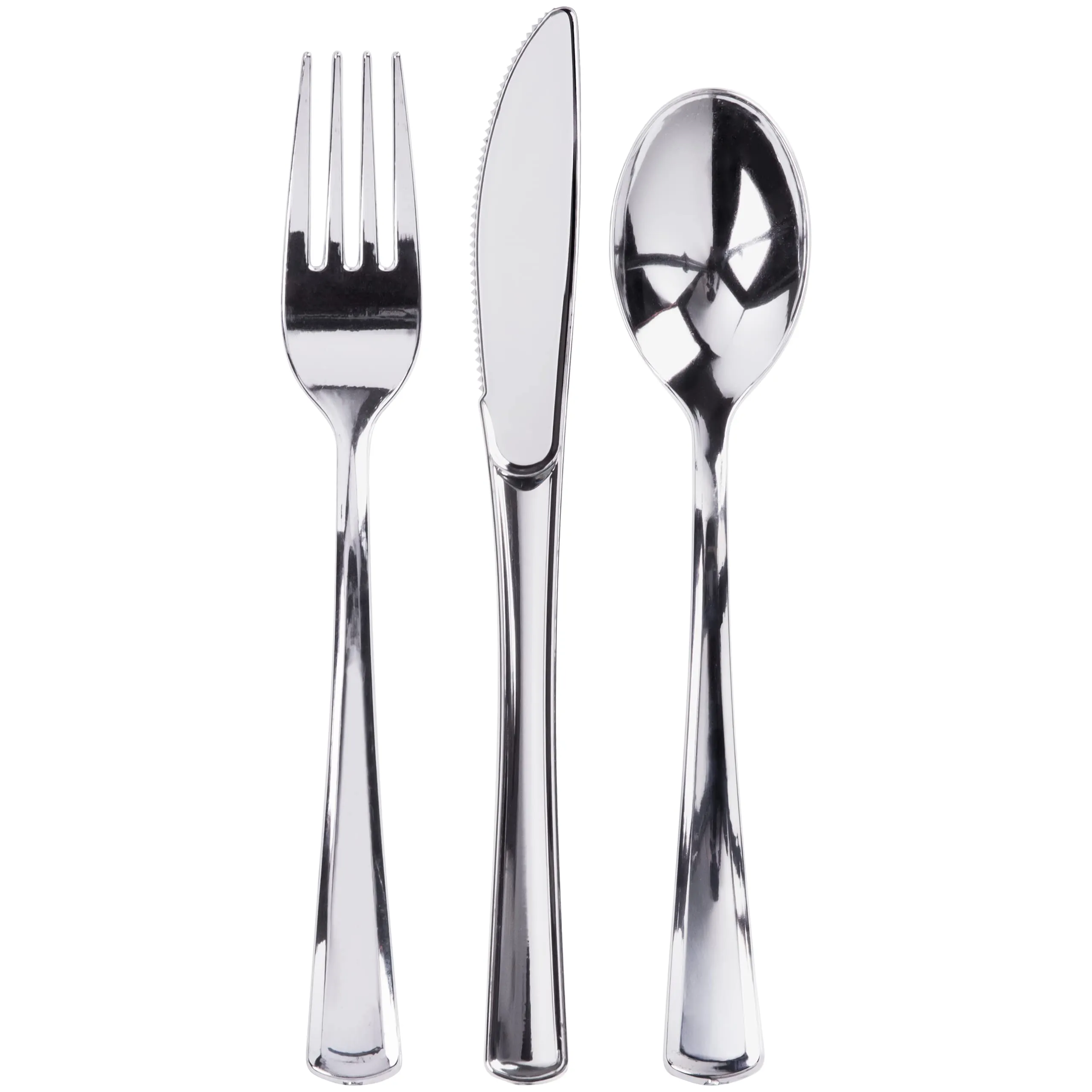 300 Plastic Silverware Set - 100 Silver Plastic Cutlery - Plastic Silverware