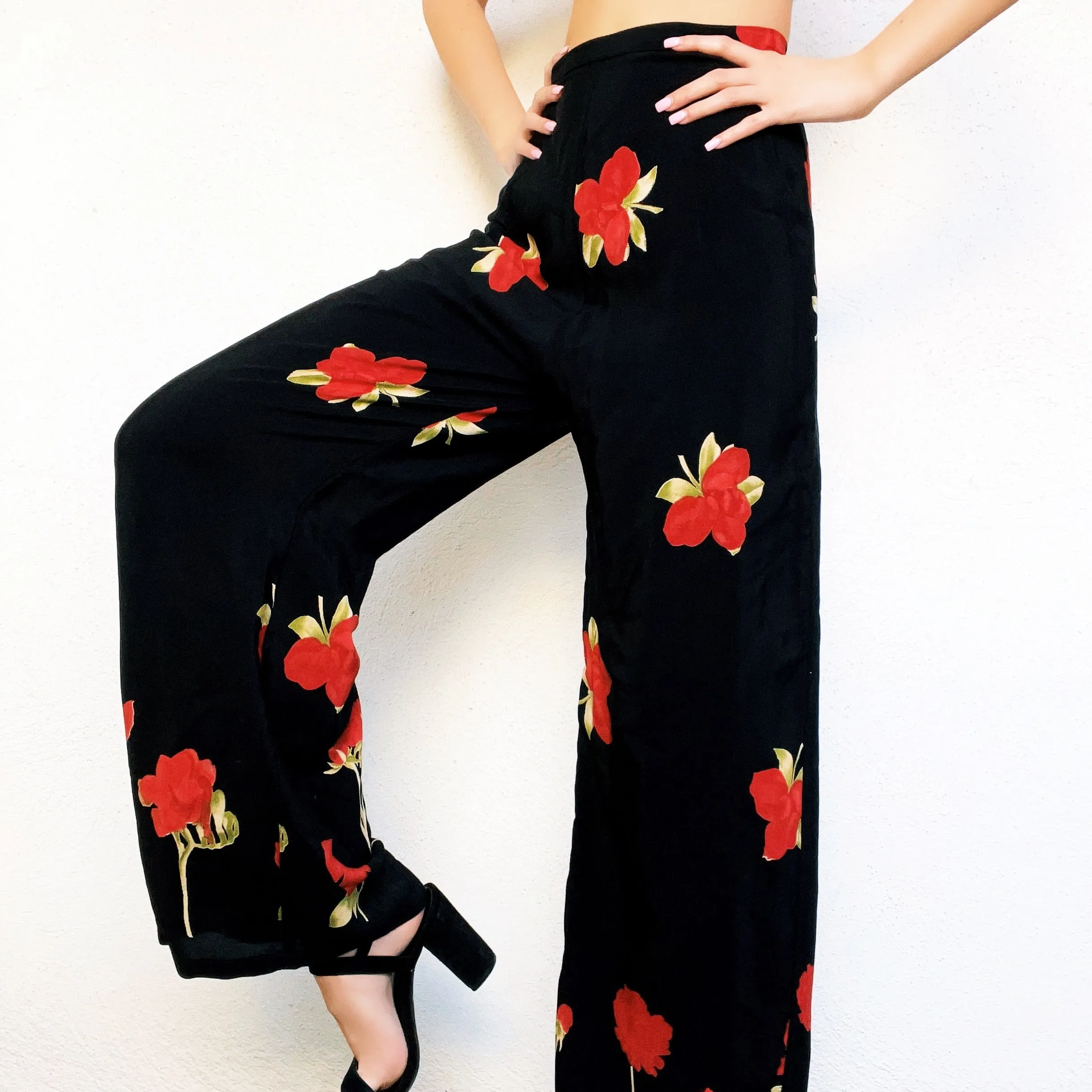 90s Sheer Floral Pants