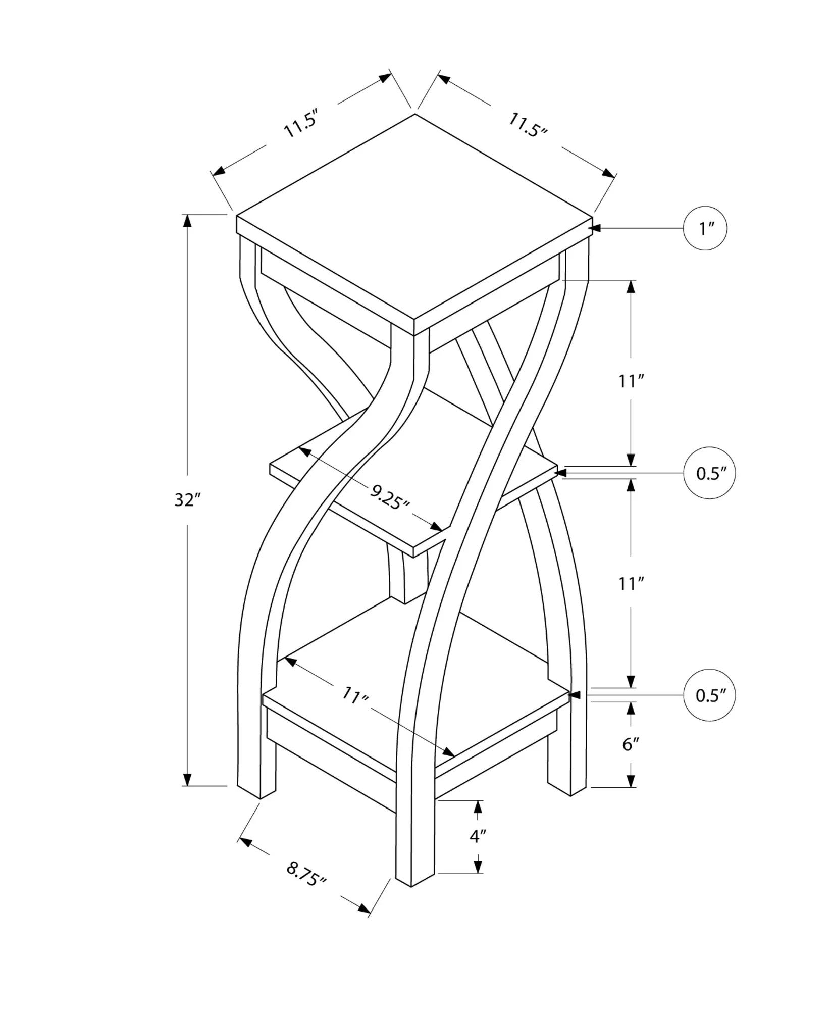 Accent Table - 32"H / Cappuccino