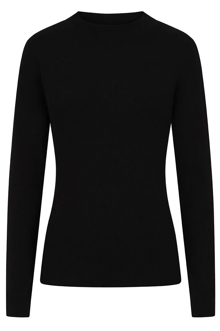 Alice Collins 033A002 Black Betty Ribbed Turtle Neck Top