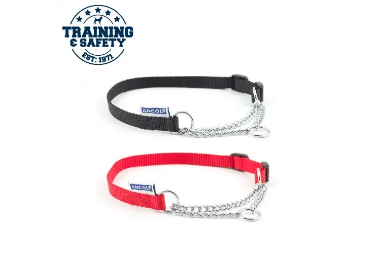 Ancol - Nylon Check Choke Chain Dog Collar - Red - 30"