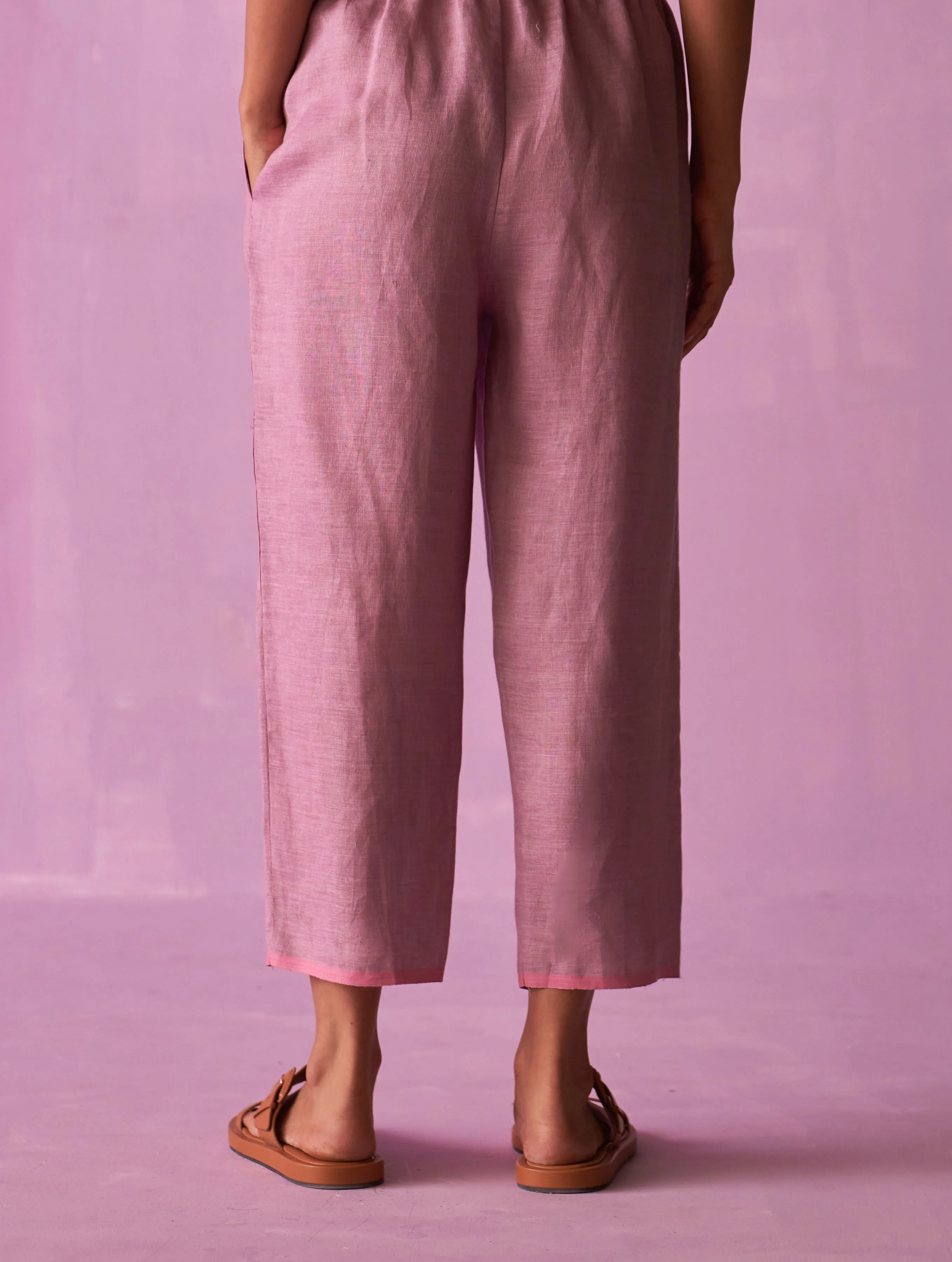 Ansa Tapered Linen Pant - Lavender