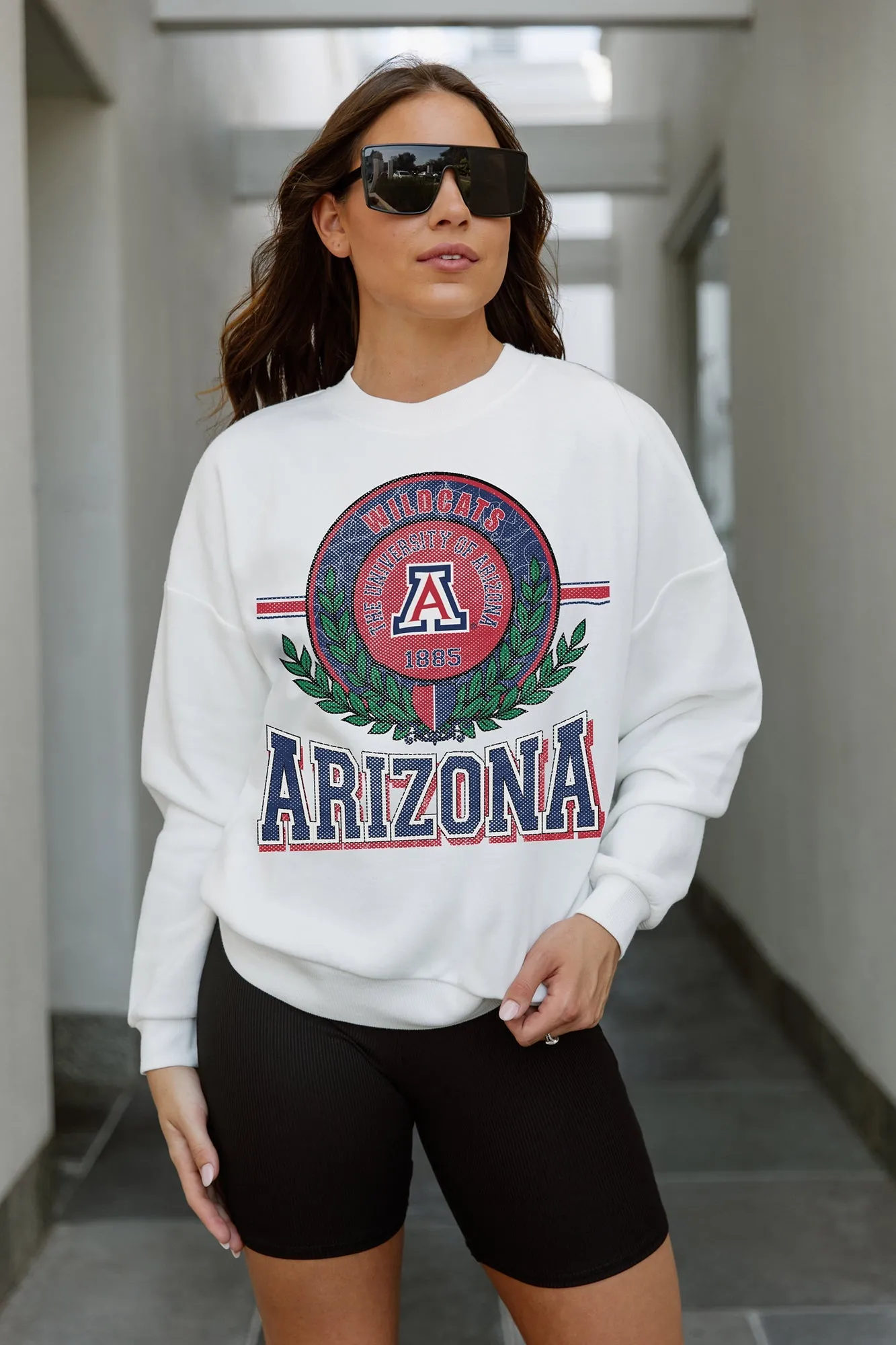 ARIZONA WILDCATS HOT SHOT PREMIUM FLEECE DROP SHOULDER CREWNECK PULLOVER