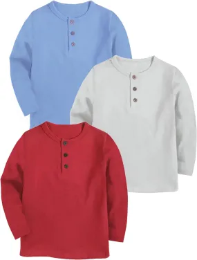 Arshiner Toddler Boys 3 Pack Long-Sleeve Henley T-Shirts