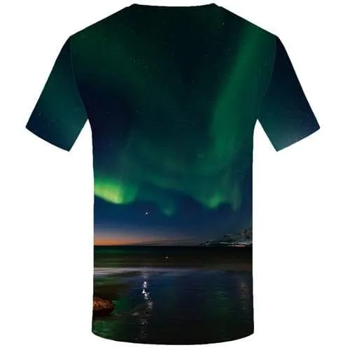 Aurora T shirts Men Mountain Tshirt Anime Space Galaxy Tshirts Novelty Harajuku Shirt Print Northern Lights T-shirts 3d