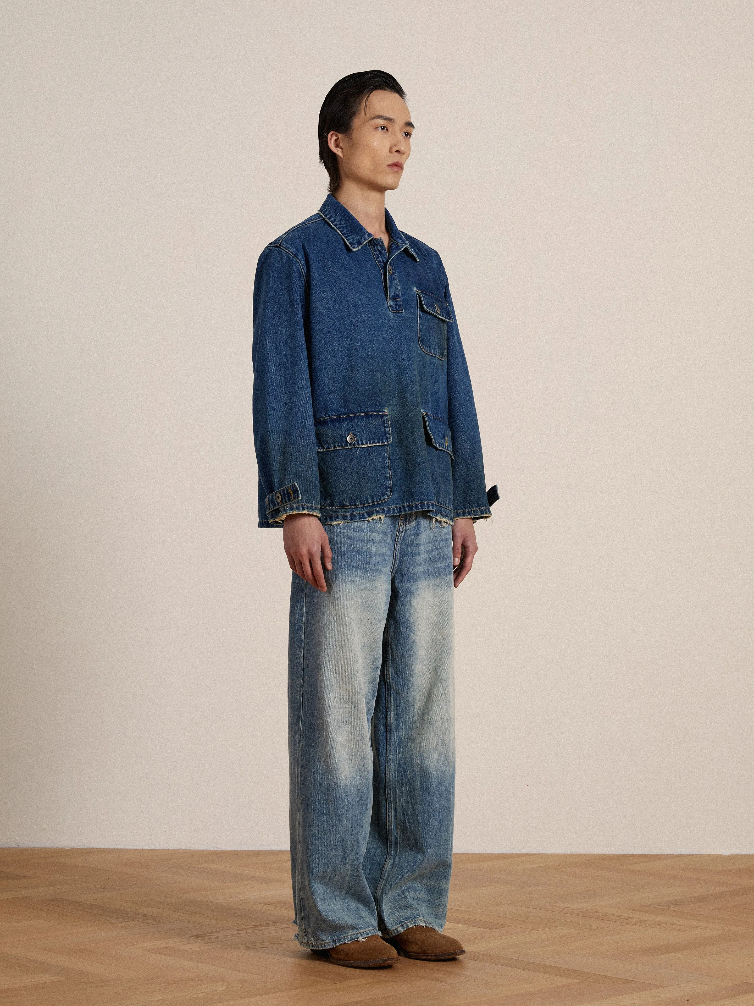 Azin Denim Pullover Work Shirt