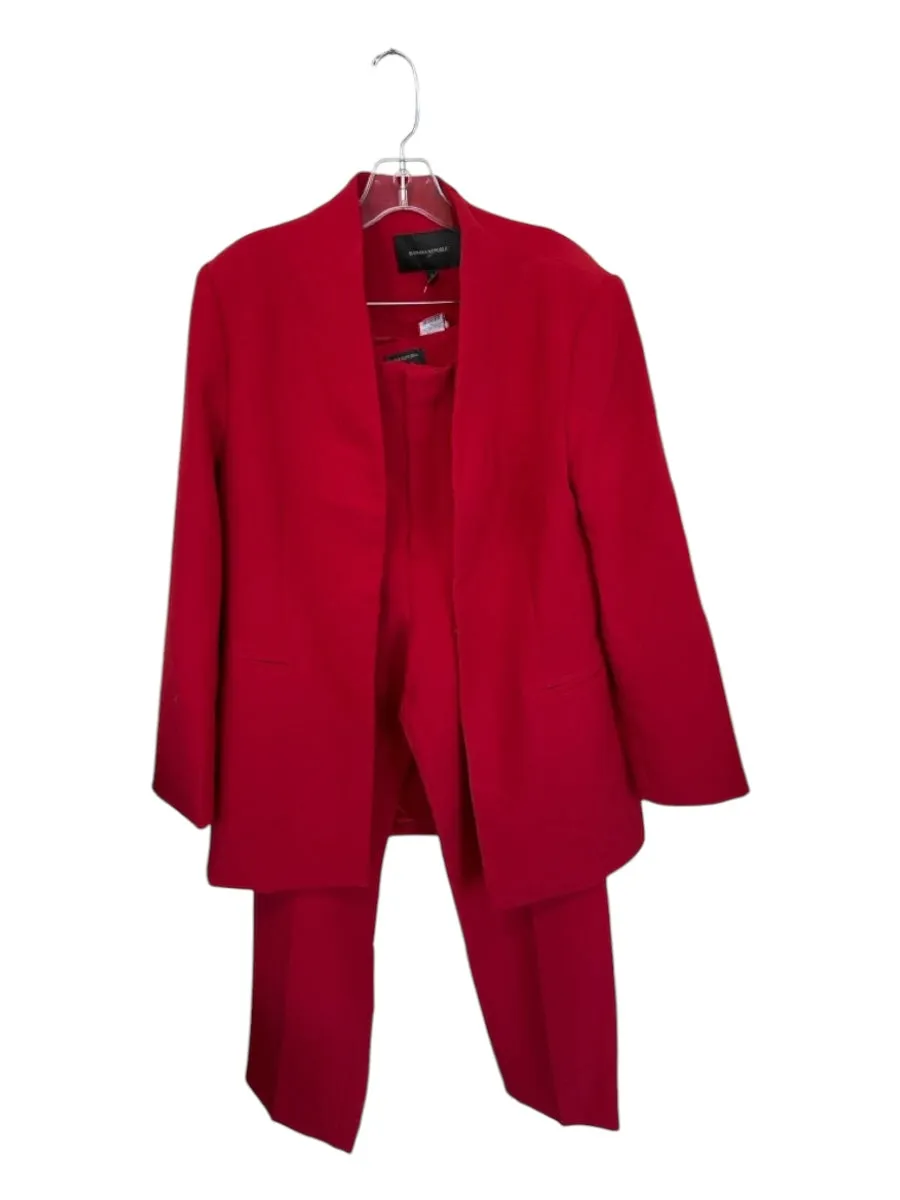 Banana Republic Size 12 Red Polyester & Rayon High Waist Hook & Eye Pant Set