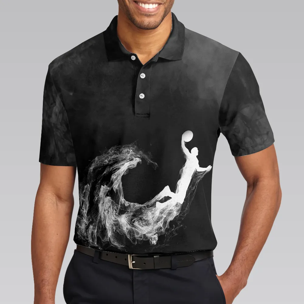 Basketball On Smoke Black Theme Polo Shirt, Smoke Basketball Dunk Player Polo Shirt, Best Baseball Shirt For Men