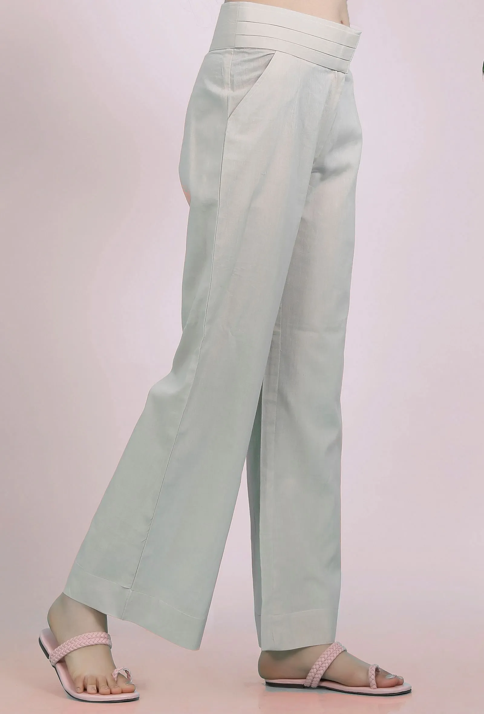 Beige Cotton straight Pants