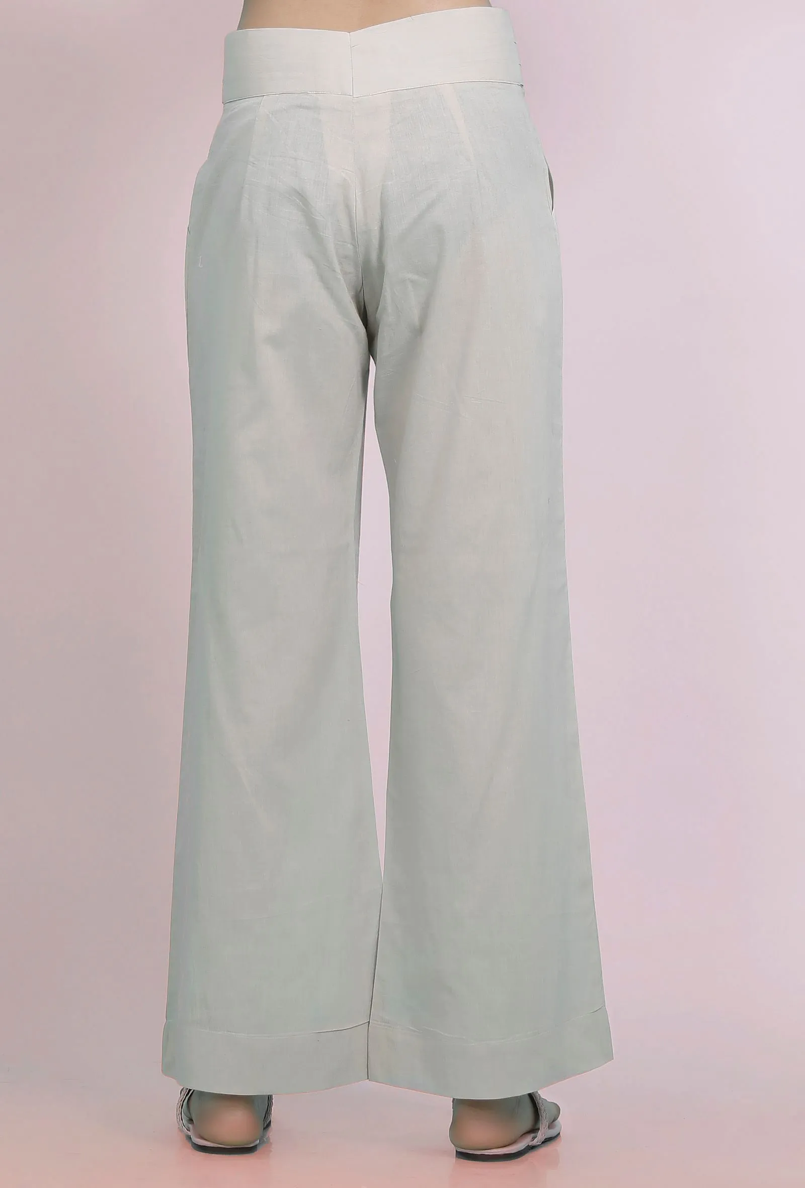 Beige Cotton straight Pants