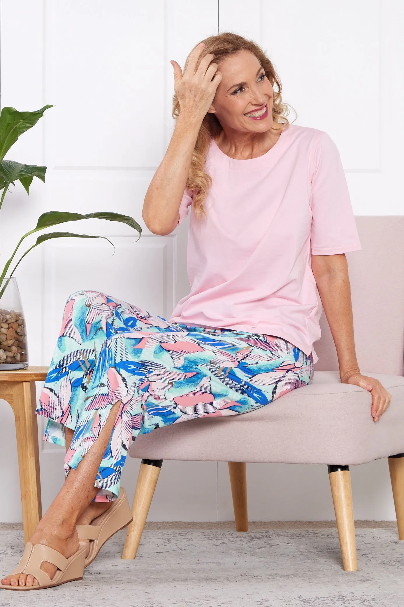 Bek Relaxed Jersey 7/8 Pants - Dawn Botanical