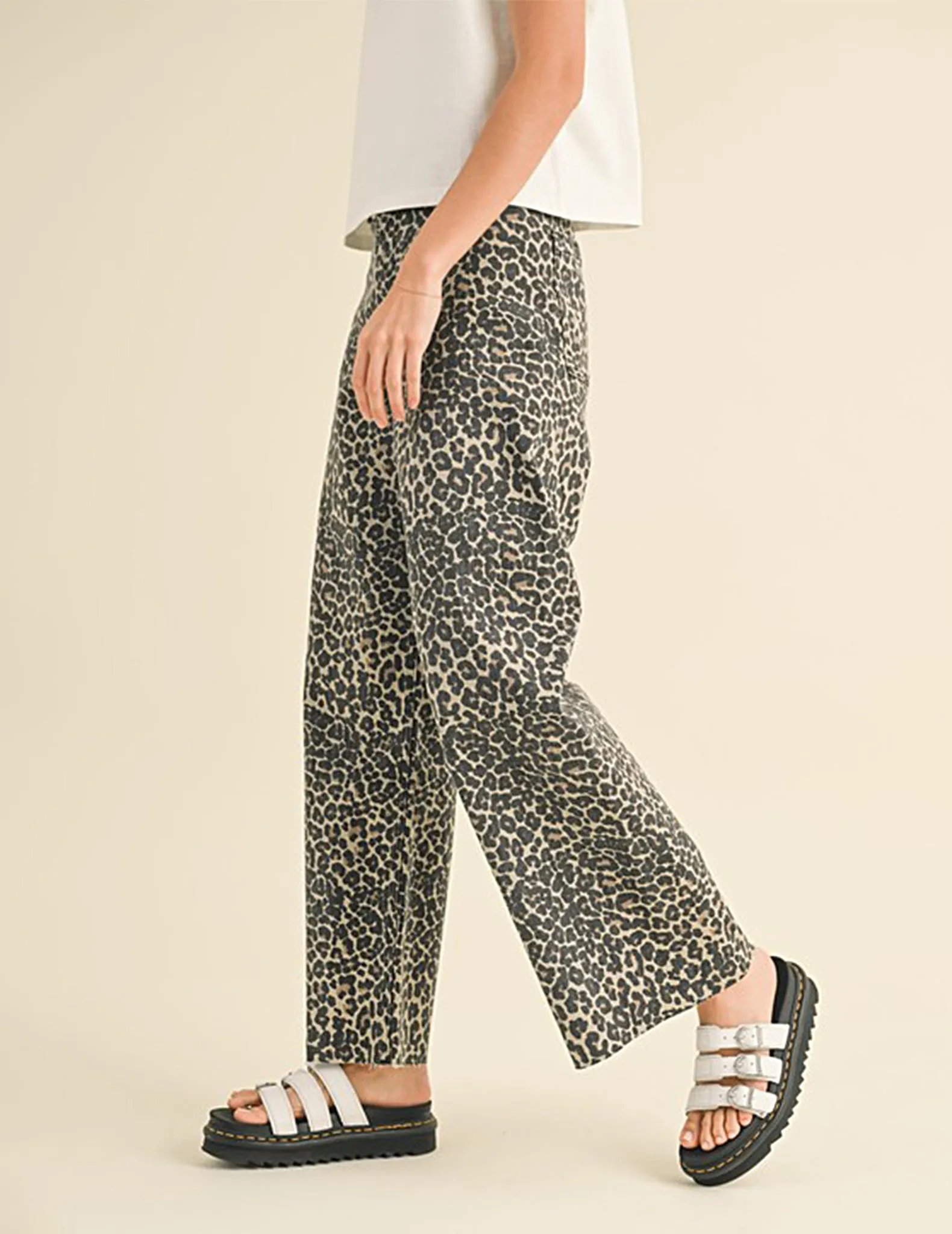 Bianca Leopard Print Wide Leg Pants