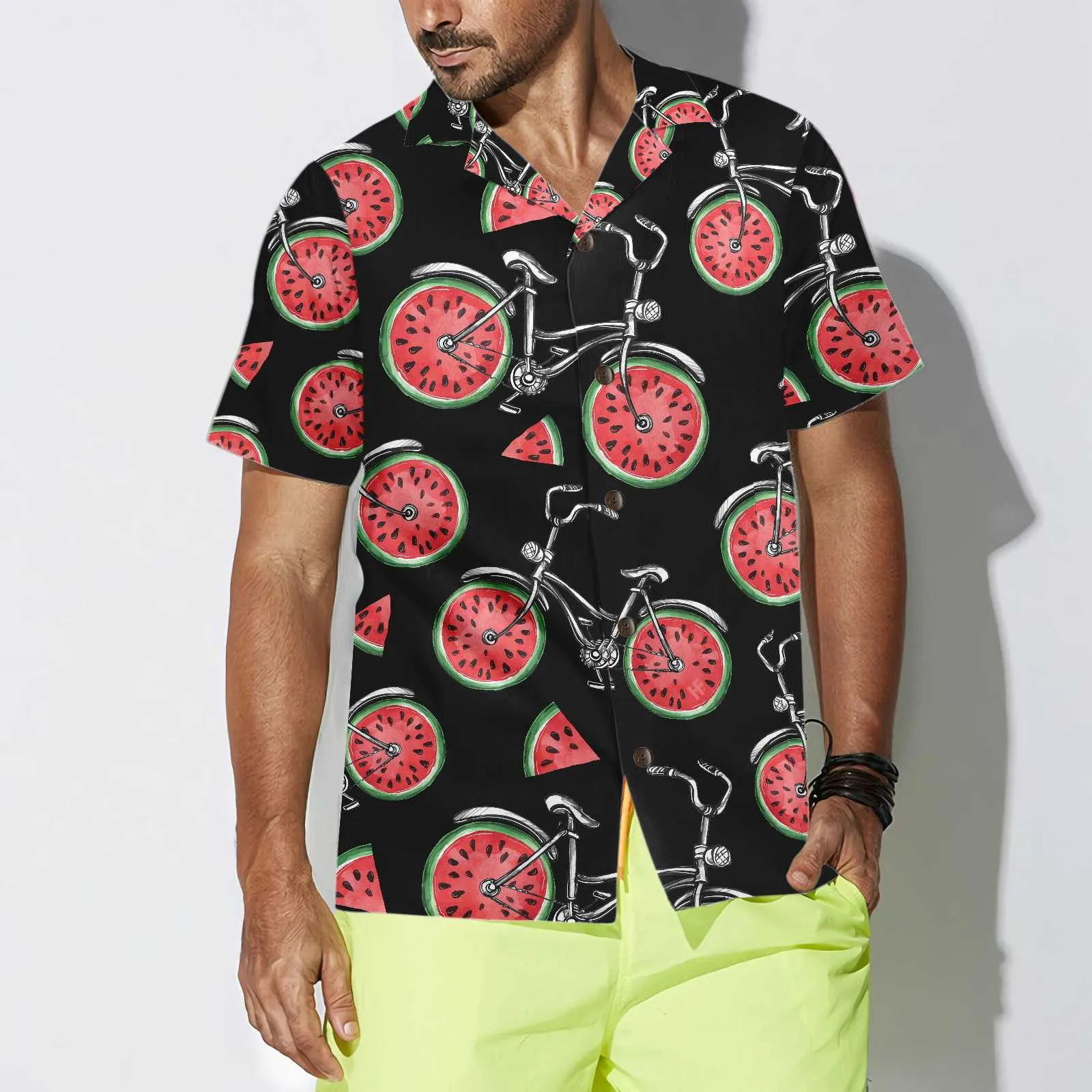 Bicycles With Watermelon Wheels Hawaiian Shirt, Funny Cycling Shirt For Men & Women