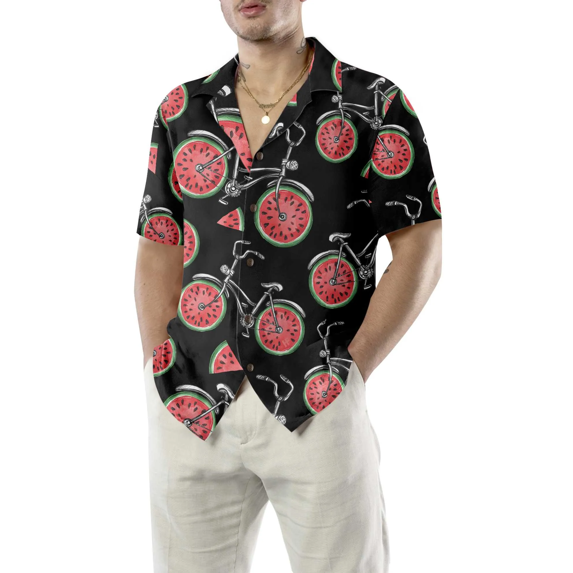 Bicycles With Watermelon Wheels Hawaiian Shirt, Funny Cycling Shirt For Men & Women