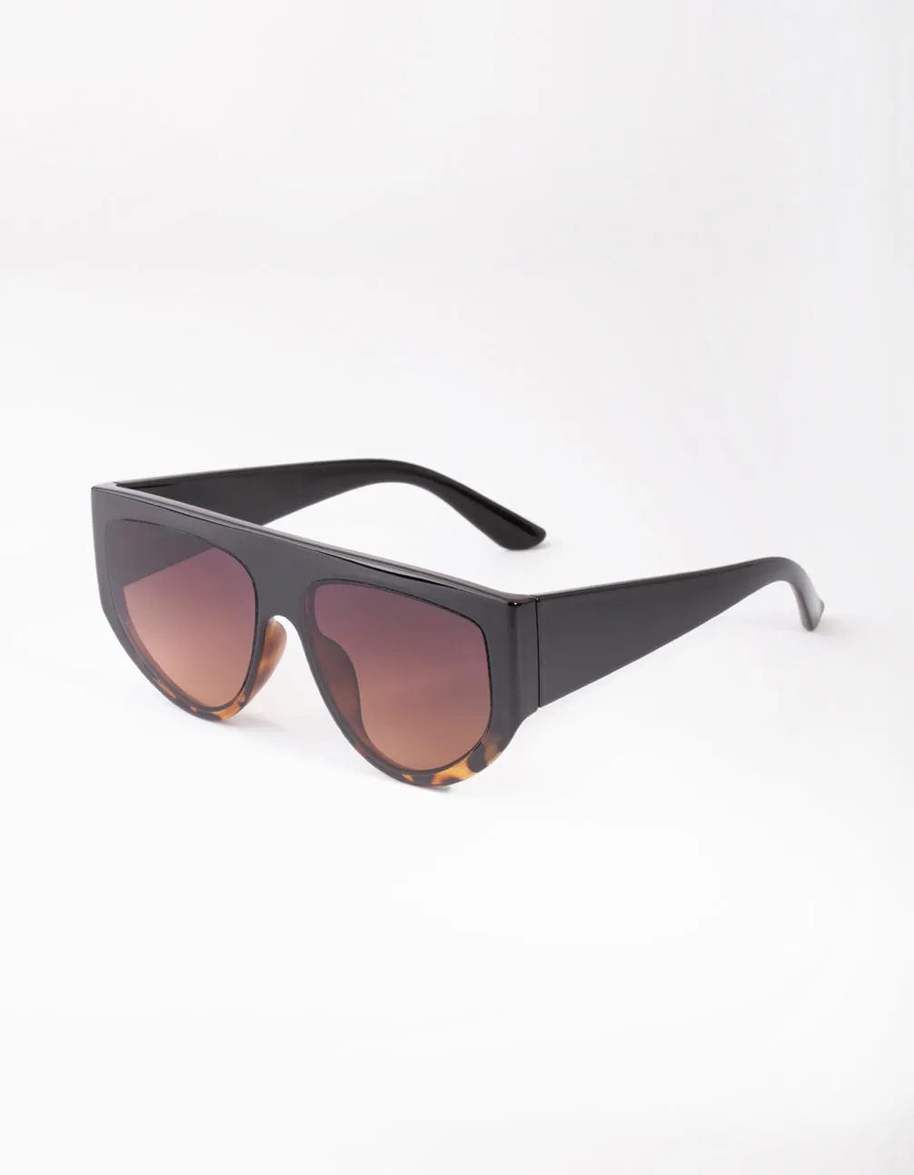 Black Brown Tortoiseshell Shield Sunglasses