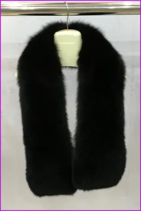 Black Fox Fur Collar Scarf