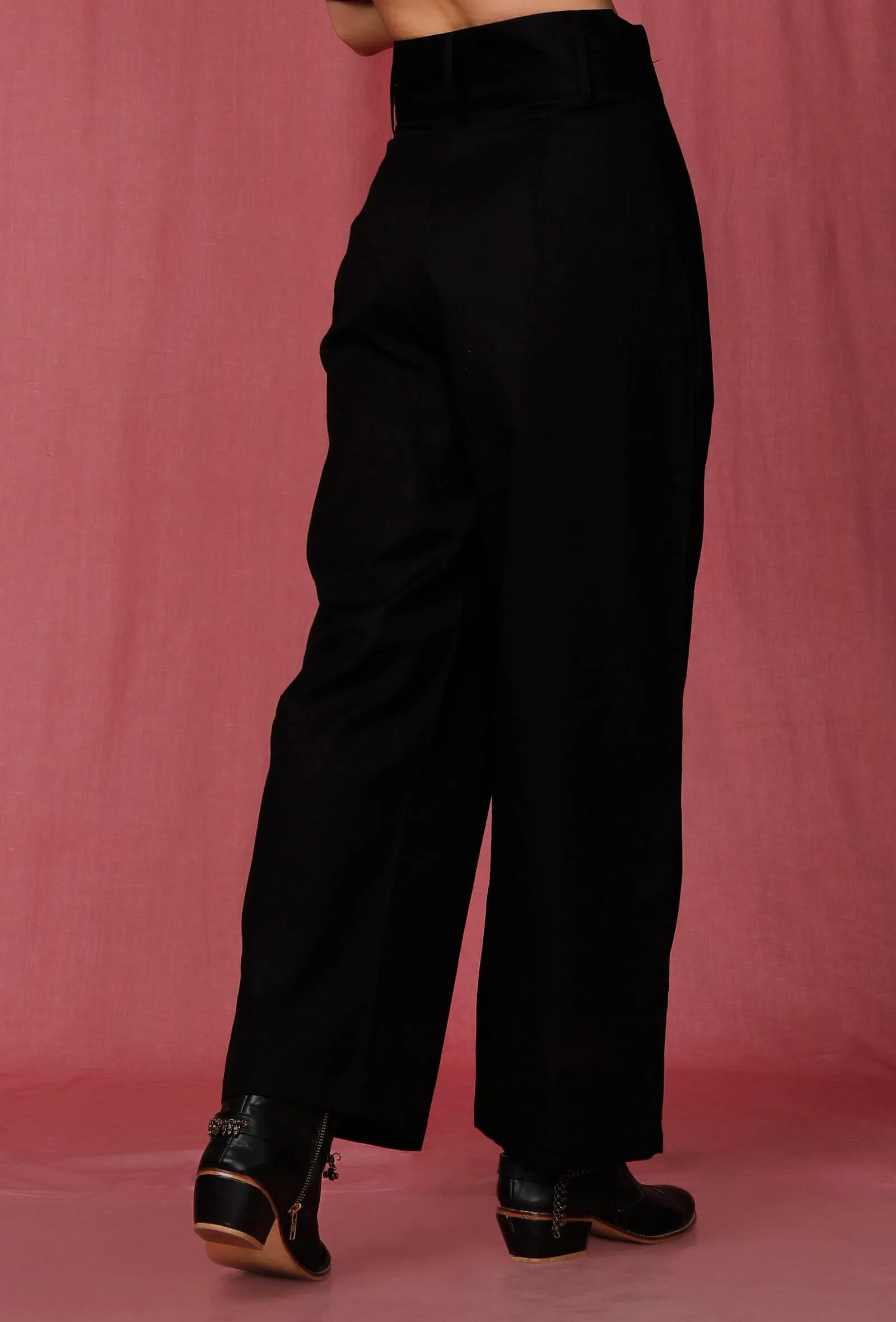 Black Plain Linen Pant