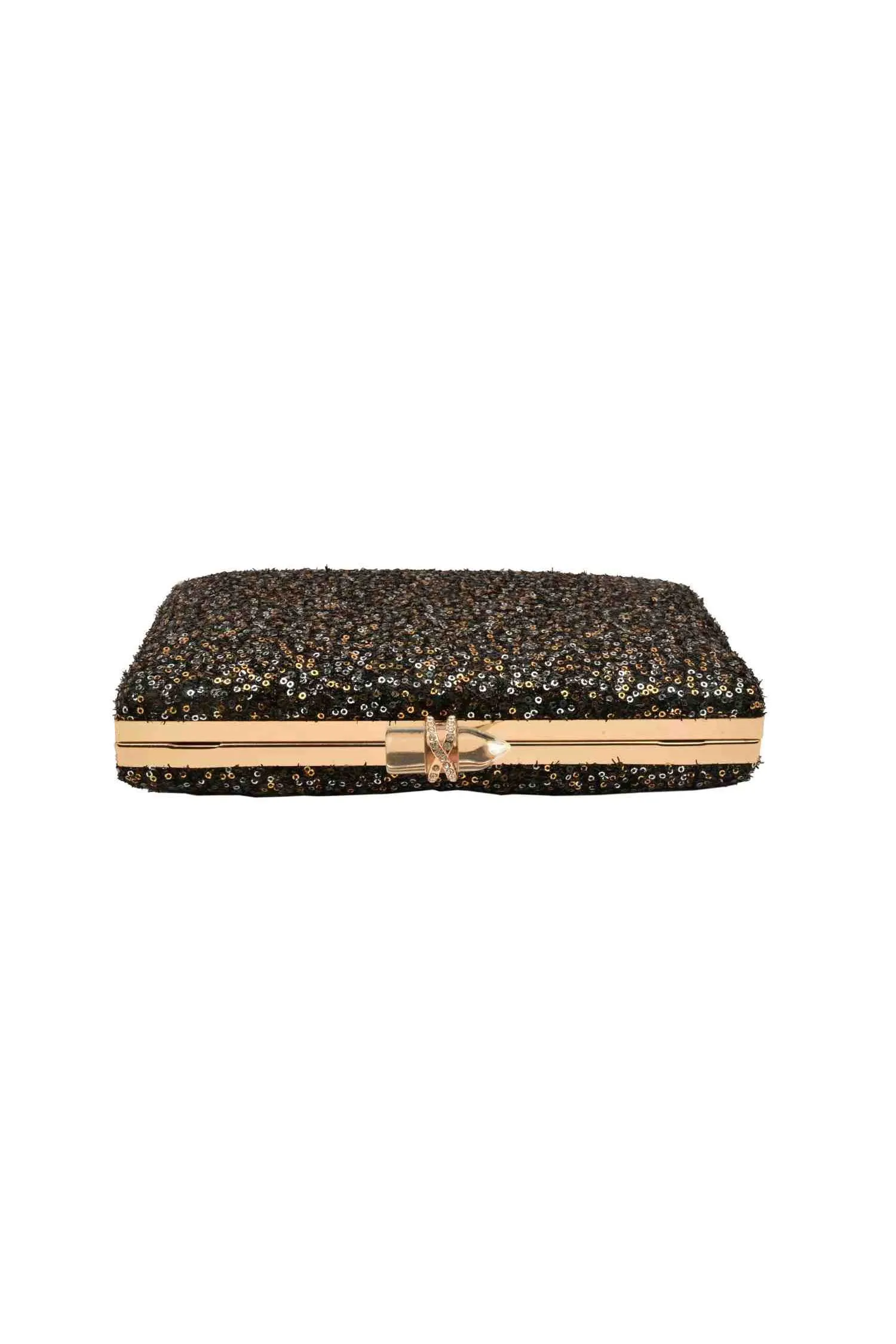 Black, Silver and Gold Sequins Party Clutch