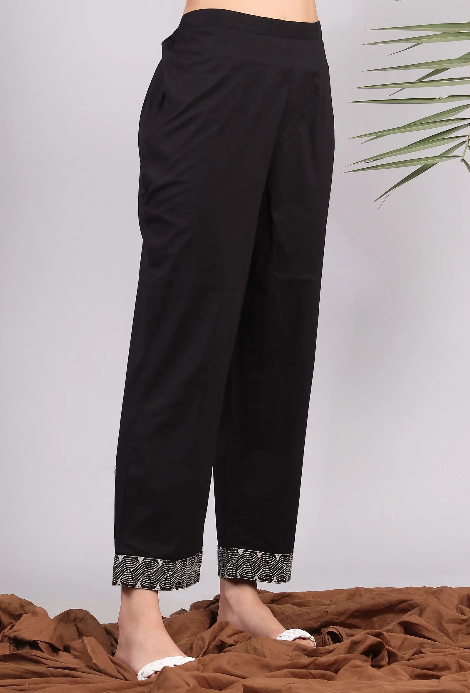 Black Straight Cotton Pants