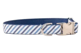 Blue & Navy Seersucker Dog Collar