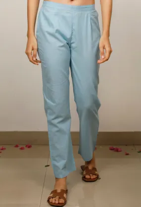 Blue straight Cotton Pants