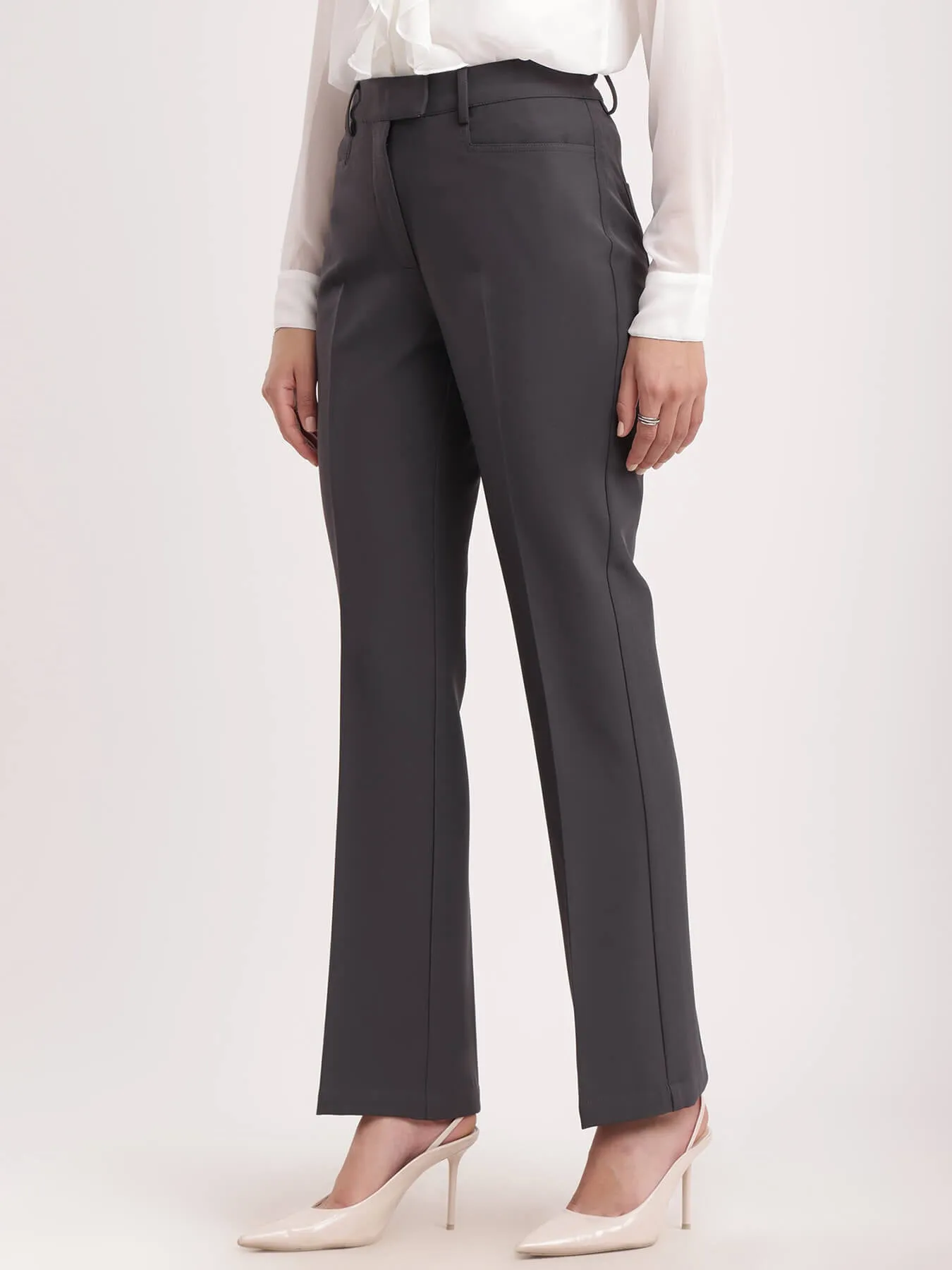 Bootcut High Waist Pants - Grey