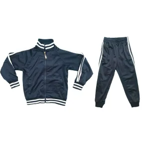 Boys Kids Stripe Tracksuit Jacket Joggers Jogging Bottoms Sport PE Gym Set Navy