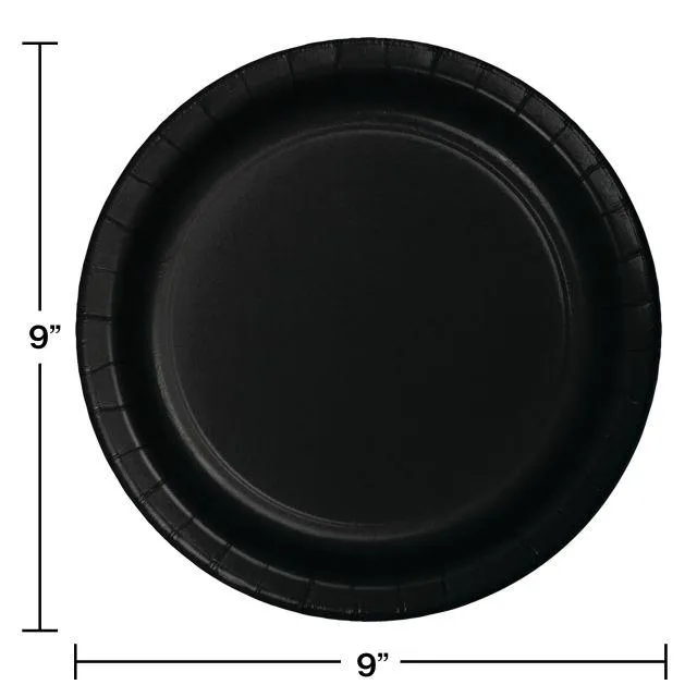 Bulk Black Velvet Sturdy Style 8.75 inch Paper Dinner Plates (240 per Case)