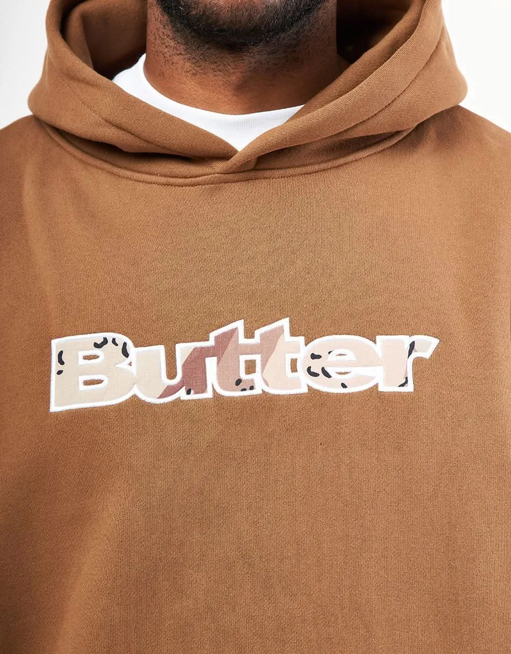 Butter Goods Logo Camo Applique Pullover Hoodie - Brown