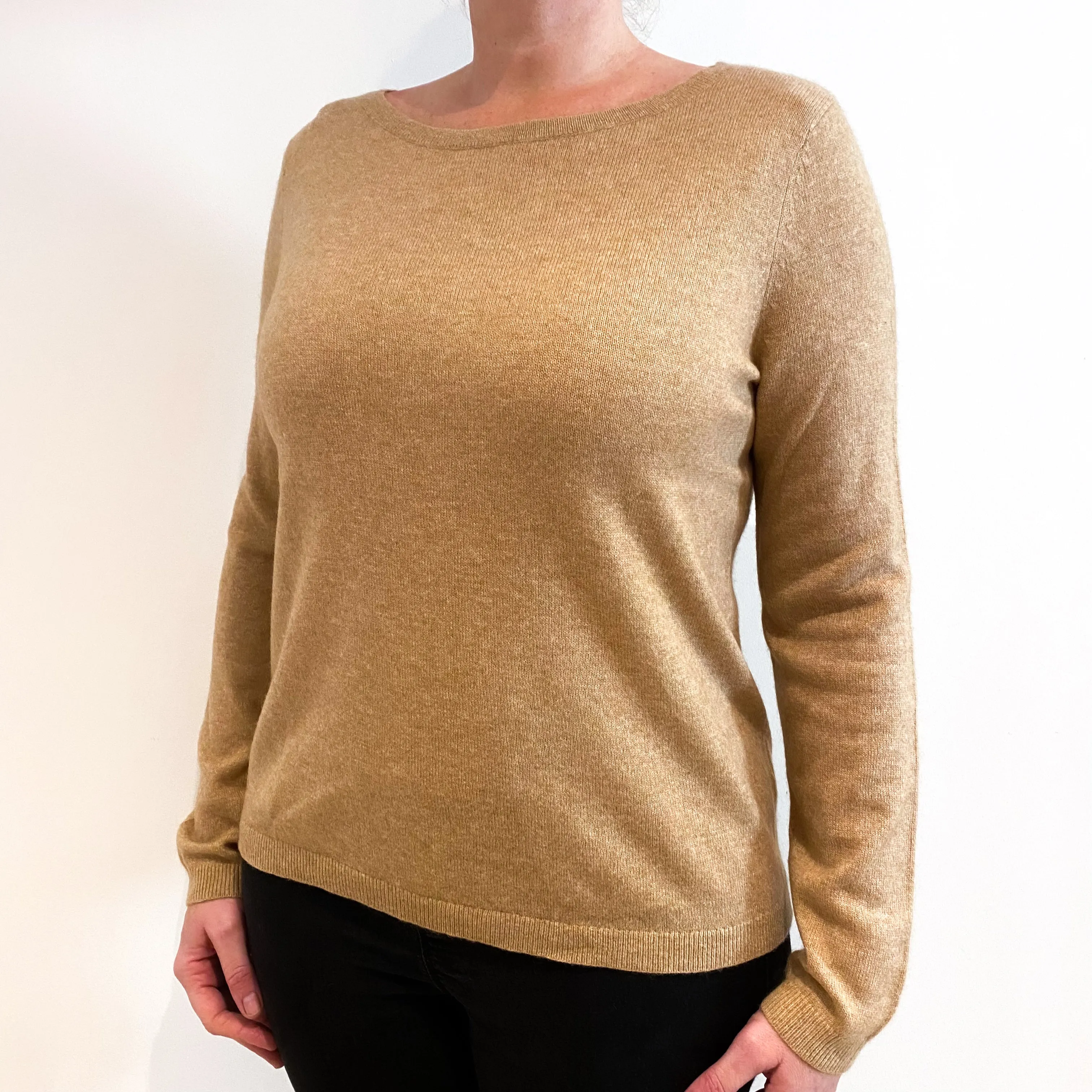 Butterscotch Cashmere Scoop Neck Jumper Large