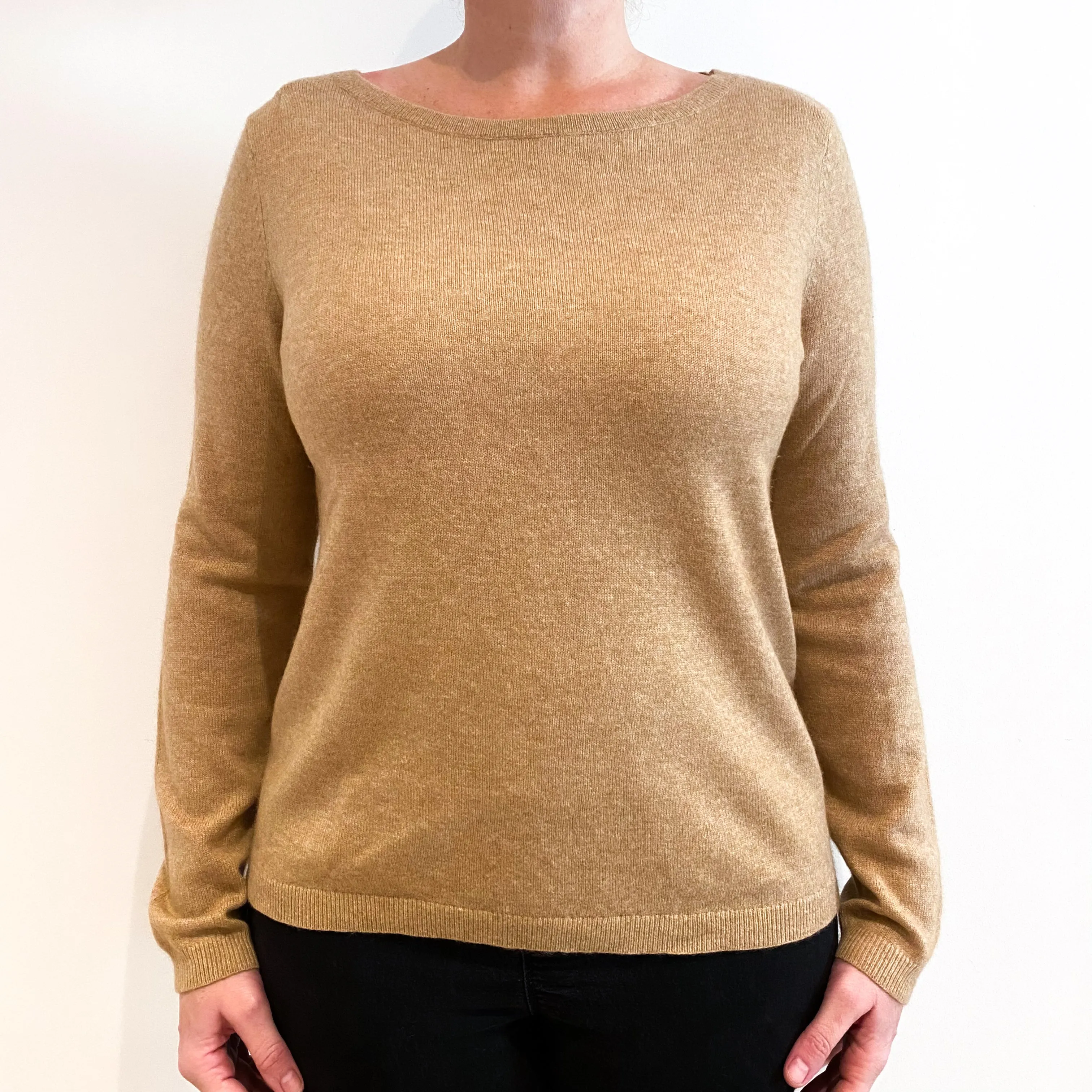 Butterscotch Cashmere Scoop Neck Jumper Large