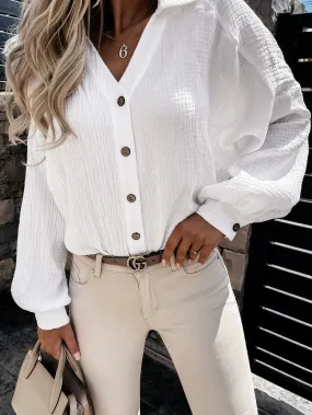 Button-Down Balloon Sleeve Shirt