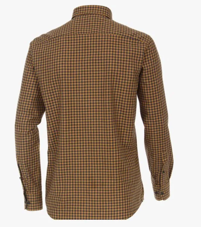 Casa Moda Checked Long Sleeve Casual Shirt 500 -  Mustard Yellow