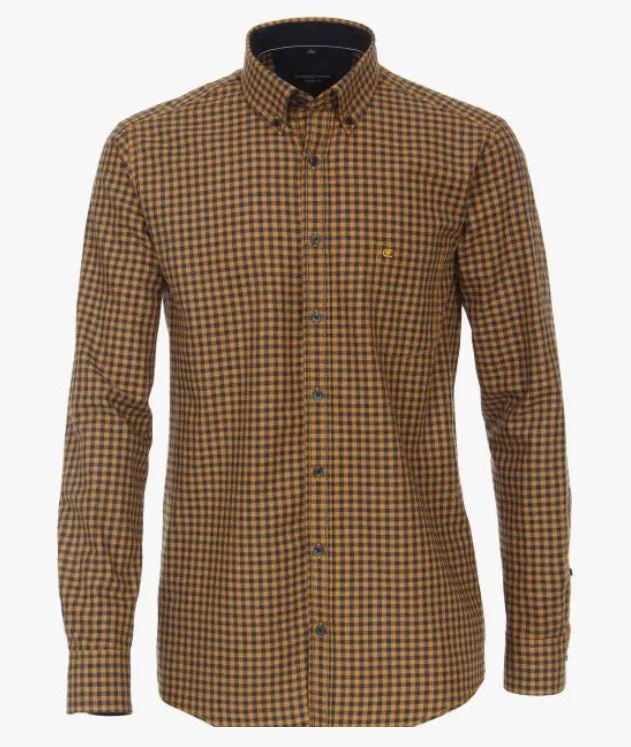 Casa Moda Checked Long Sleeve Casual Shirt 500 -  Mustard Yellow