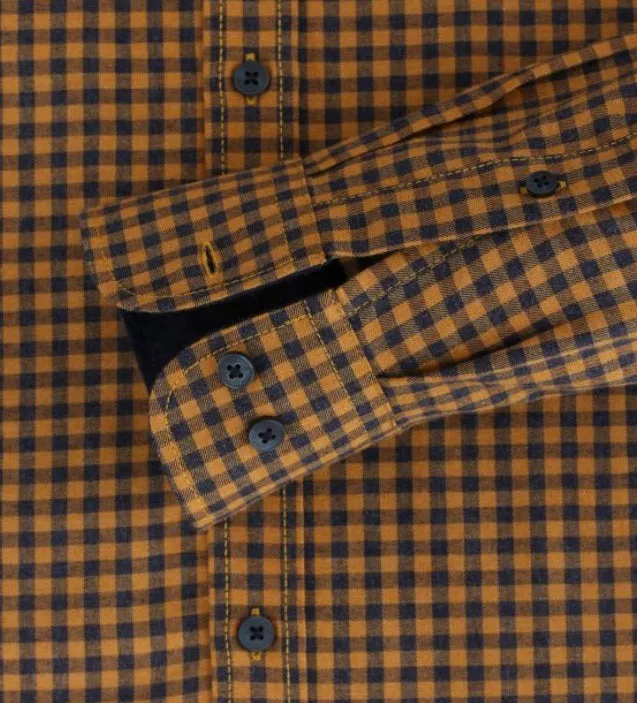 Casa Moda Checked Long Sleeve Casual Shirt 500 -  Mustard Yellow