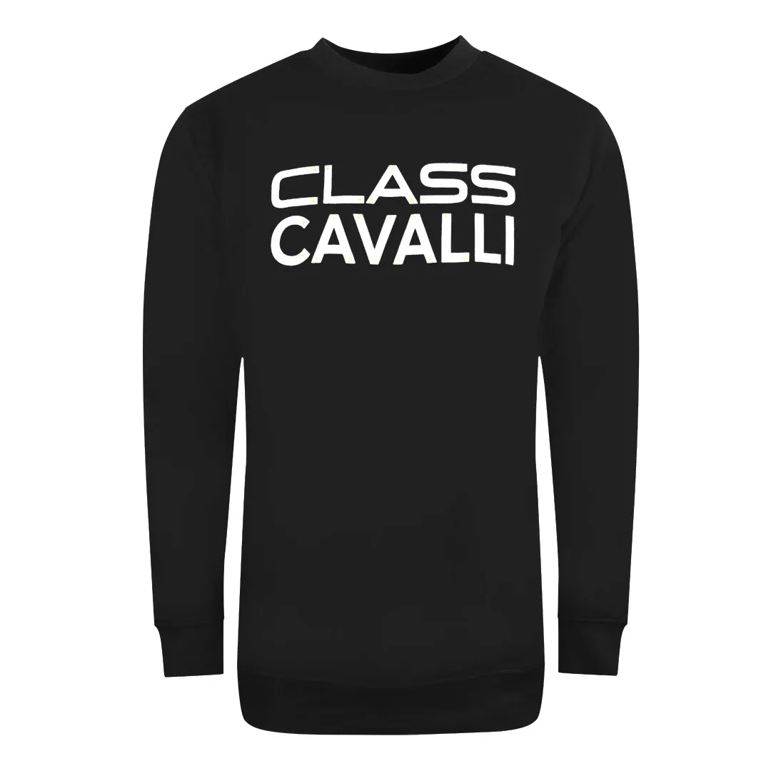 Cavalli Class Large Bold Logo Design Black Sweatshirt