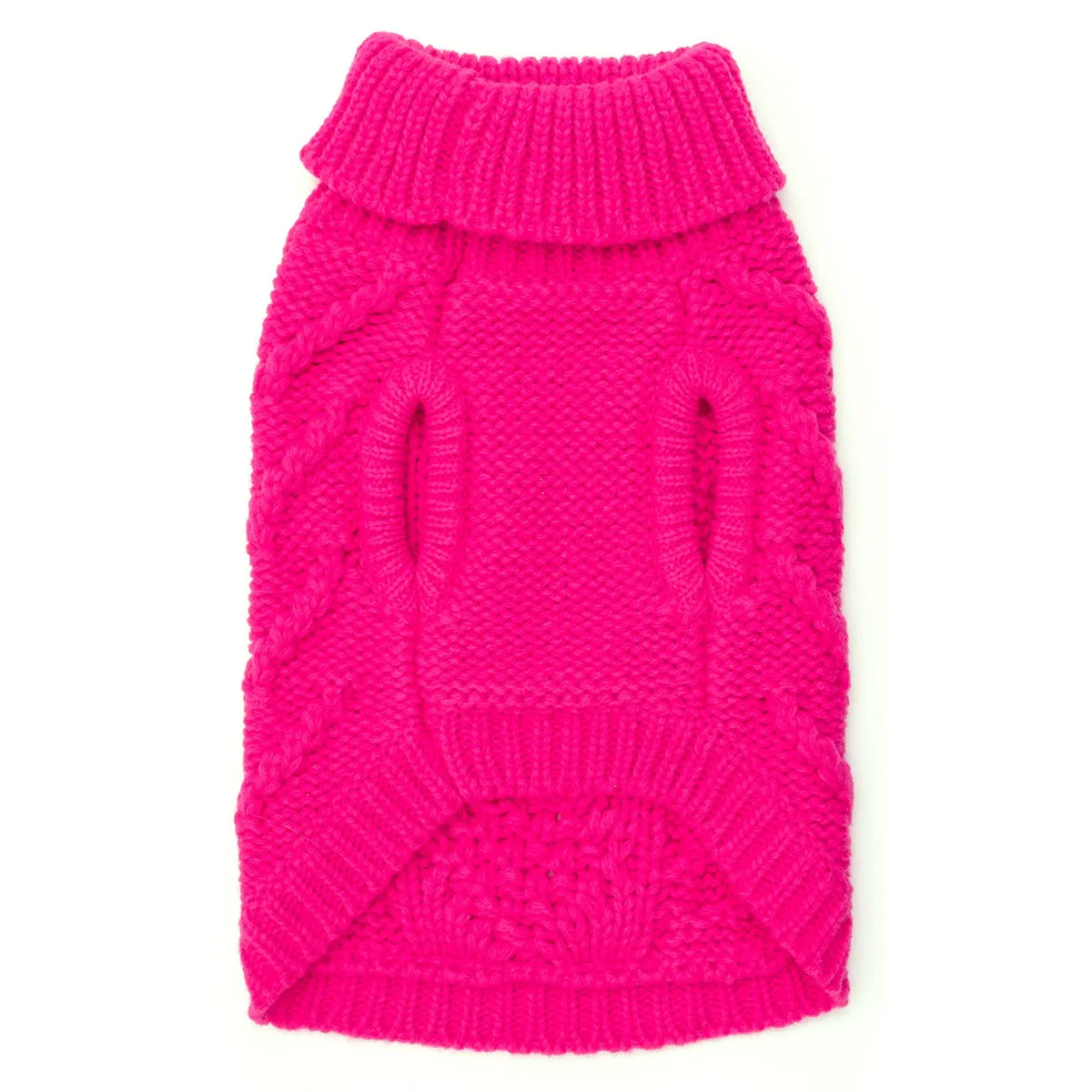 Chunky Knit Turtleneck Dog Sweater Pink