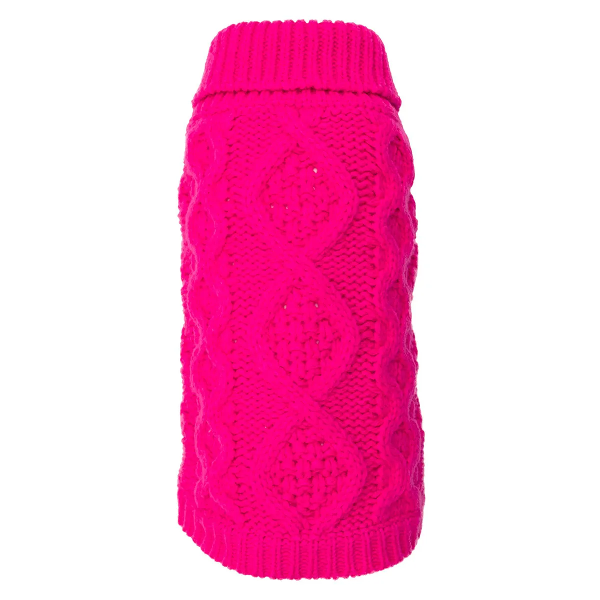 Chunky Knit Turtleneck Dog Sweater Pink