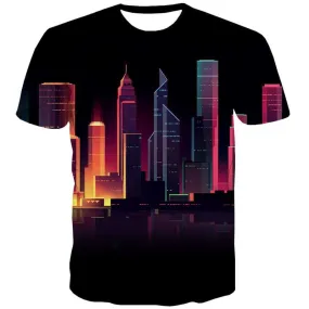 City T-shirt Men Colorful T shirts Funny Harajuku Tshirts Cool Street T-shirts 3d