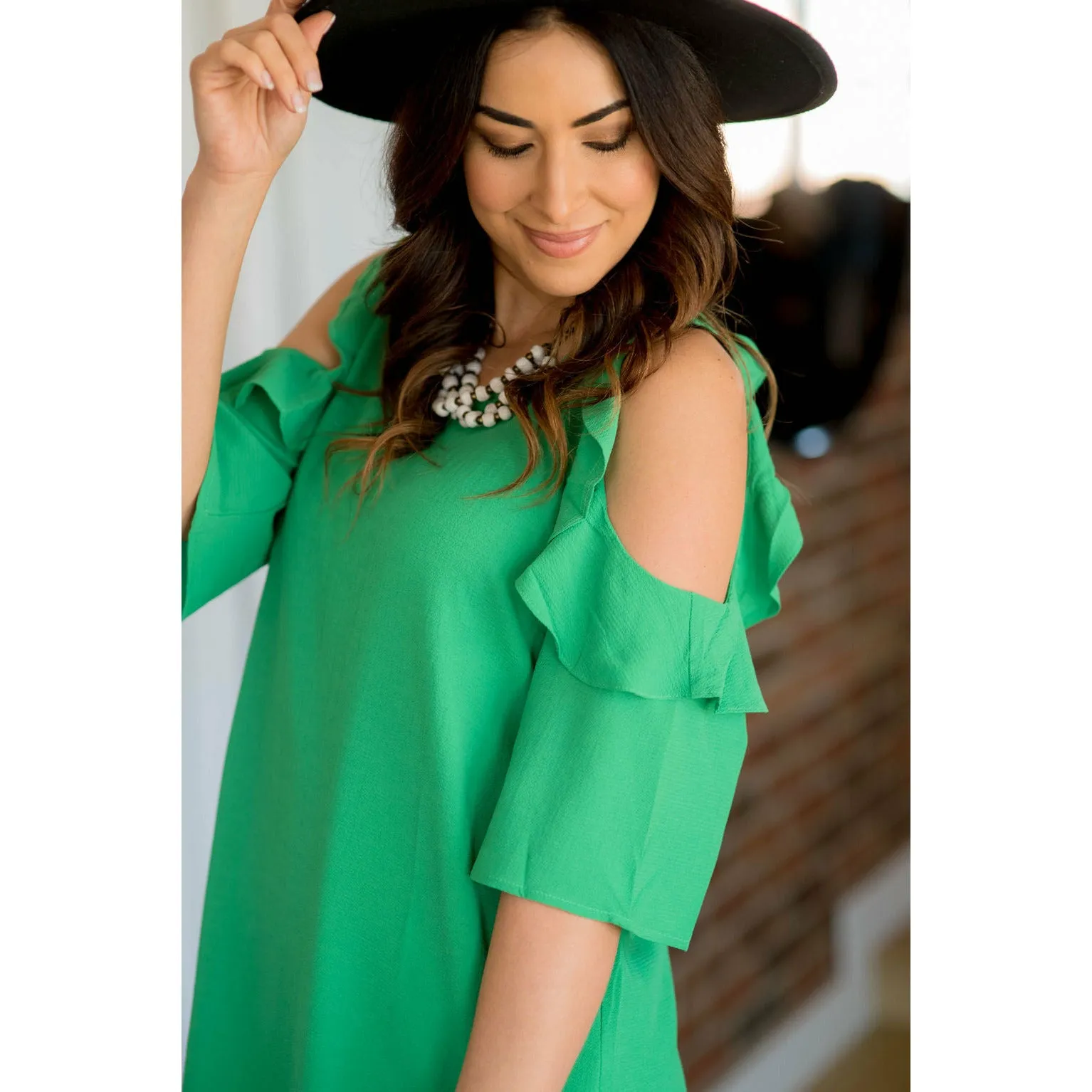 Cold Shoulder Ruffle Tunic Dress