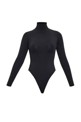 COLLO TURTLENECK MESH BODYSUIT IN ONYX