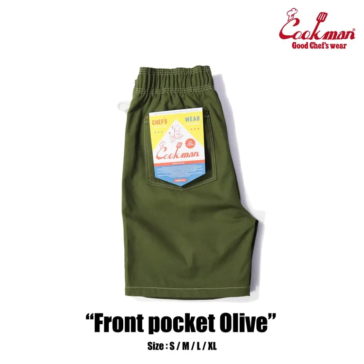 Cookman Chef Short Pants - Front pocket : Olive