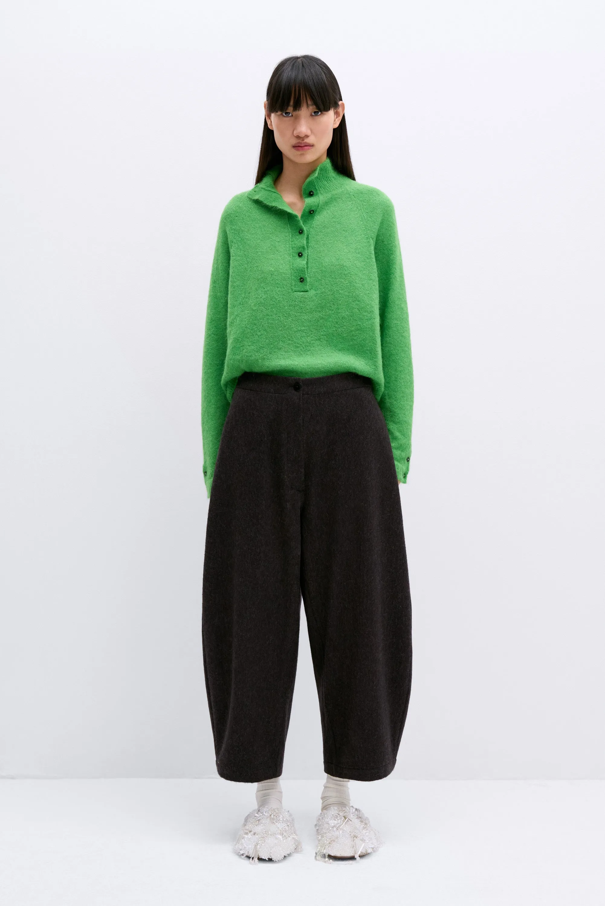 Cordera - Wool Curved Pants Java