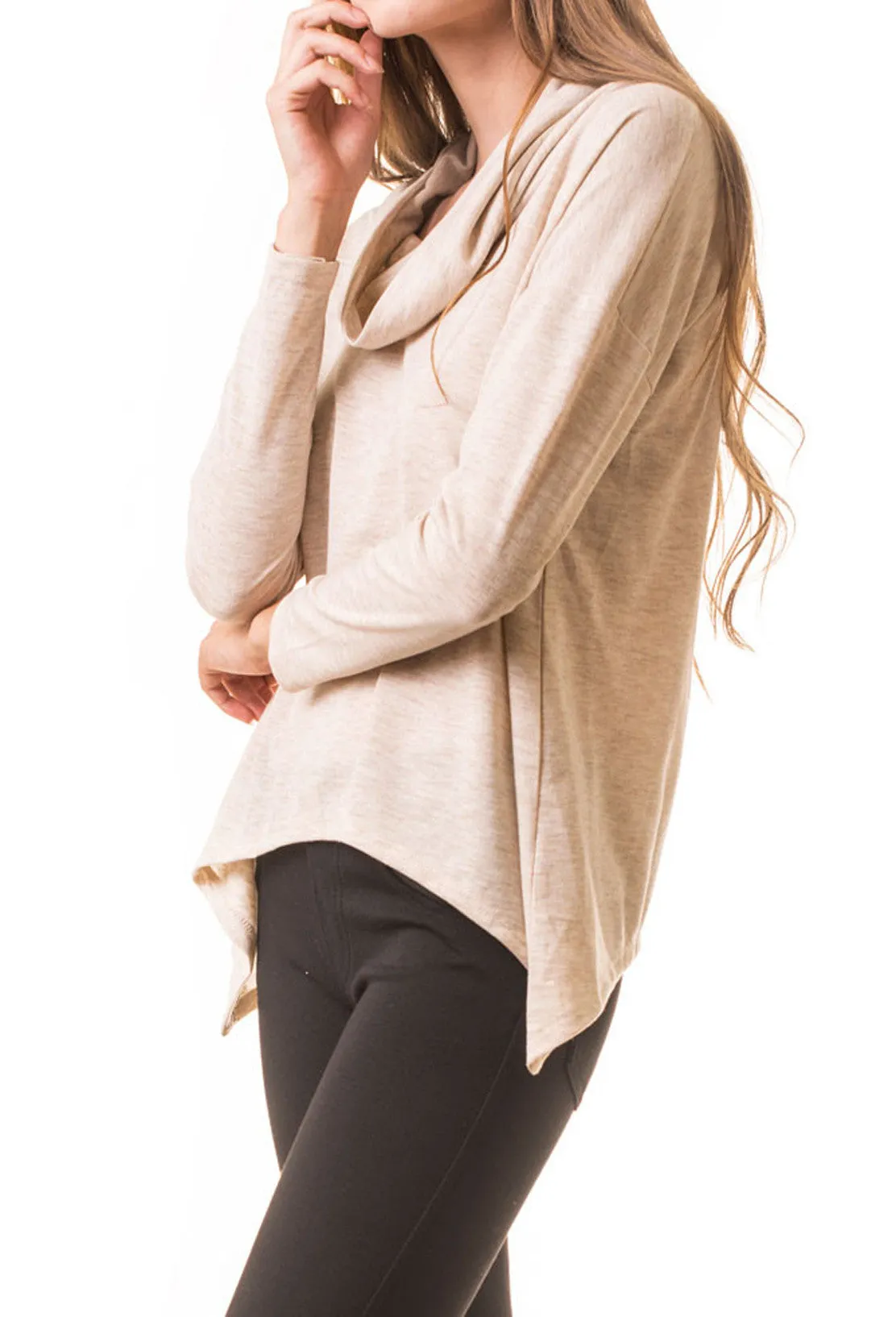 Cowl Neck Long Sleeve Knit Top