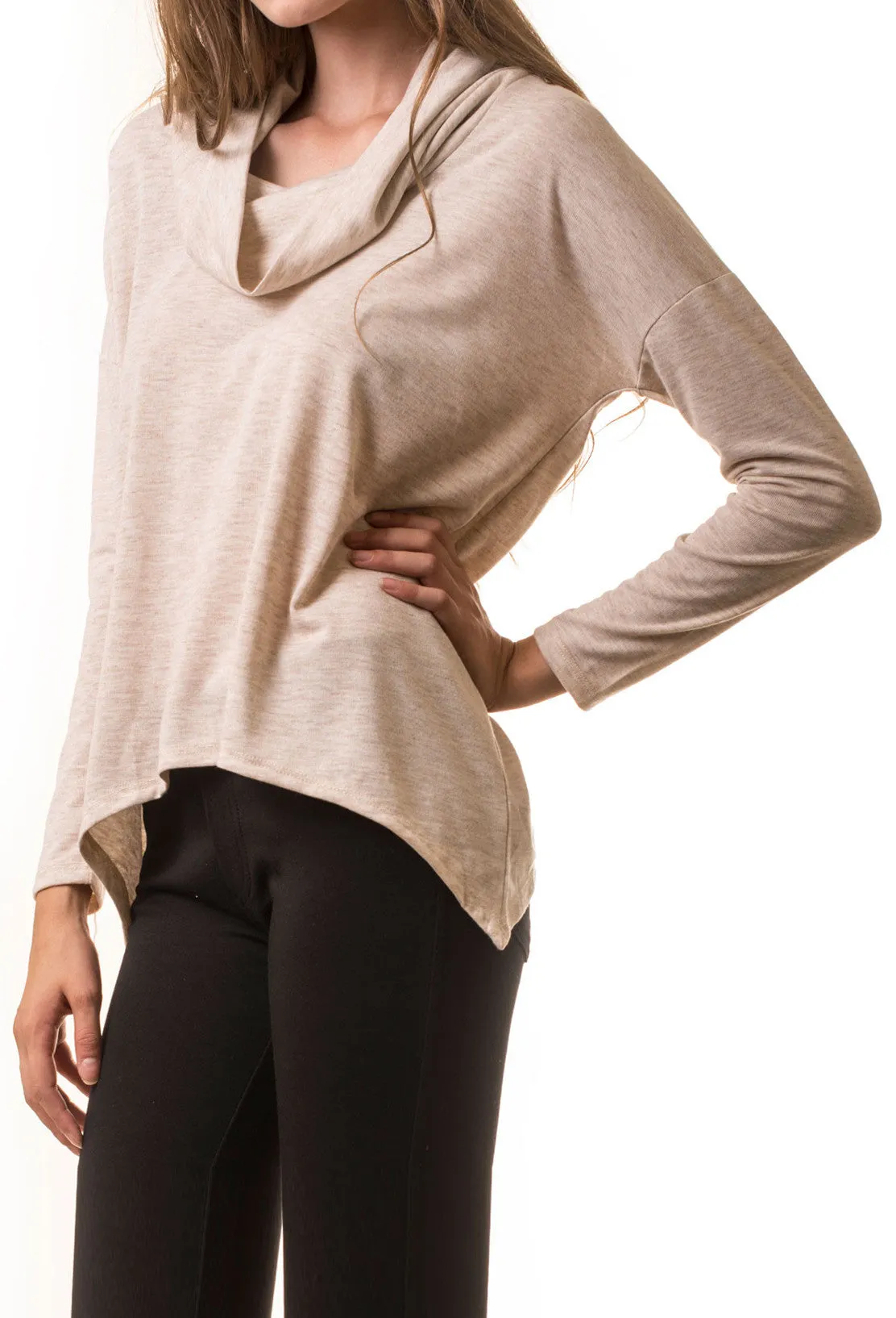 Cowl Neck Long Sleeve Knit Top