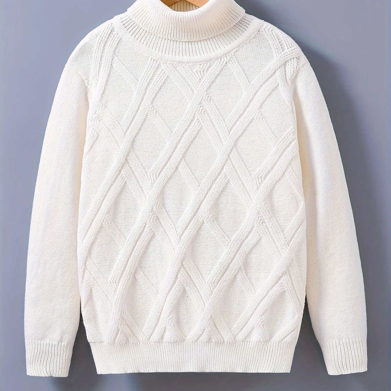 Cozy Boys Turtleneck Sweater – Warm Knit Pullover with Classic Cable Design for Winter"