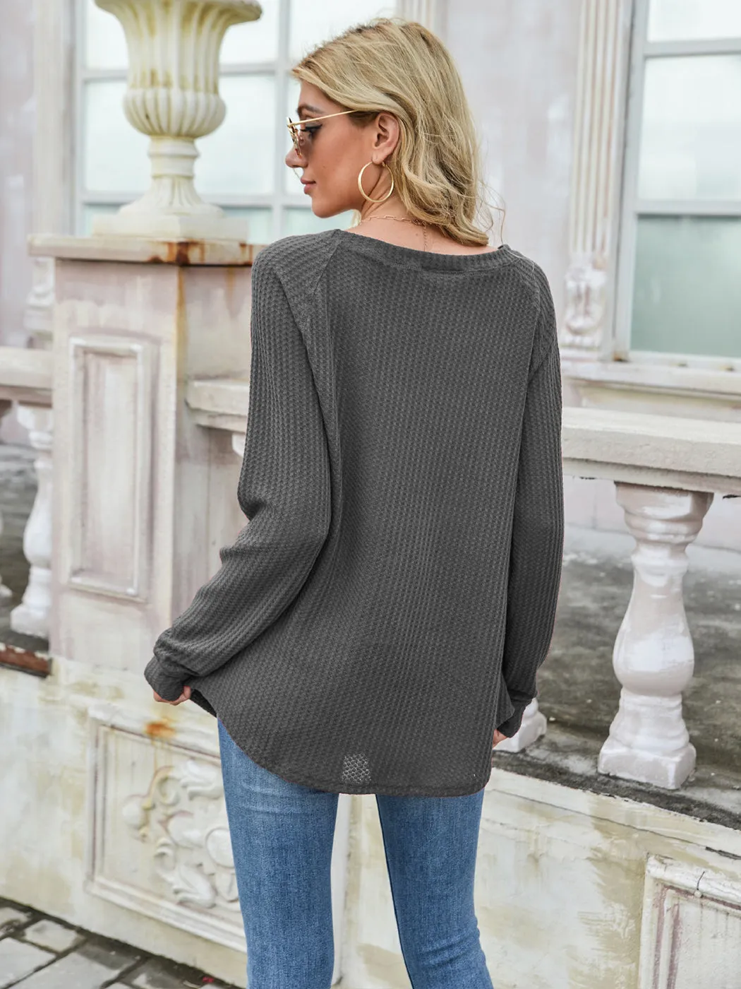 Cross Stitching Textured Pullover