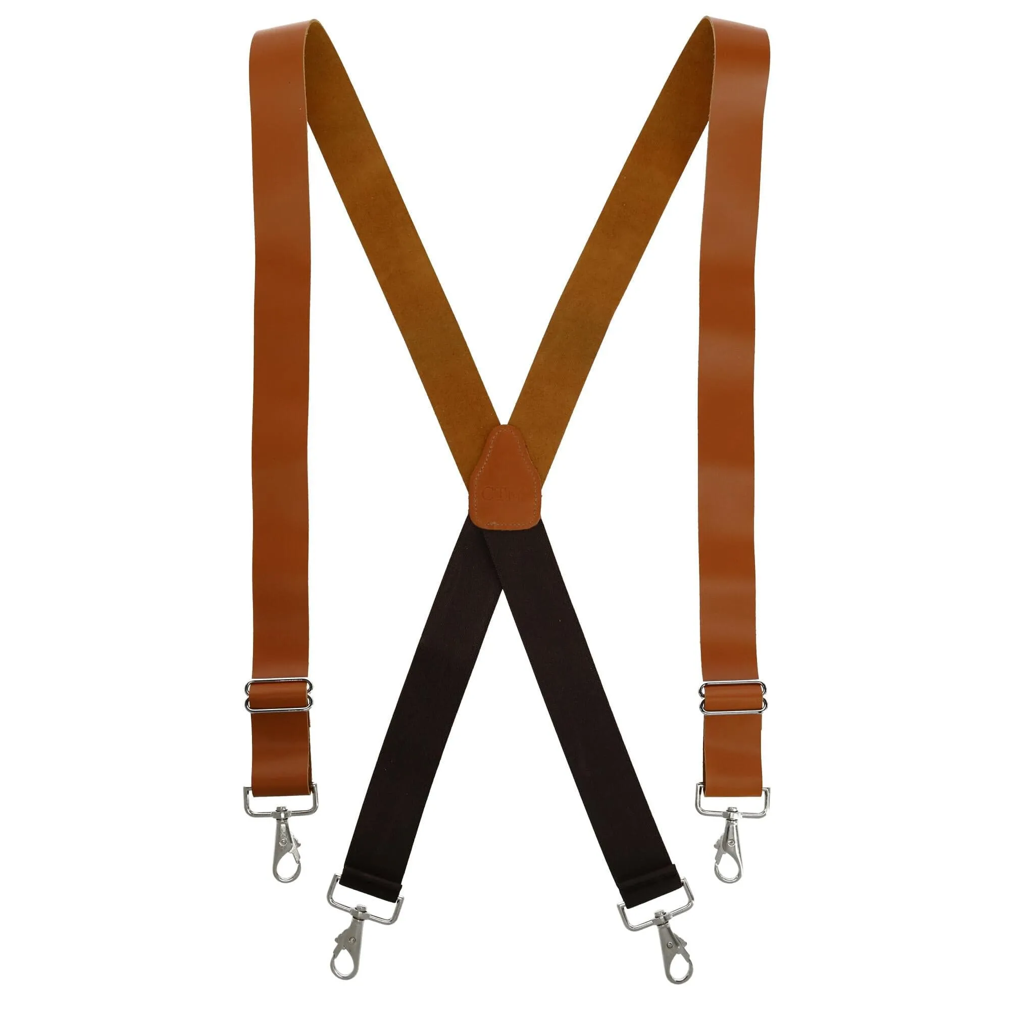 CTM® Men's Big & Tall Wide Leather Suspenders with Swivel Hook Ends