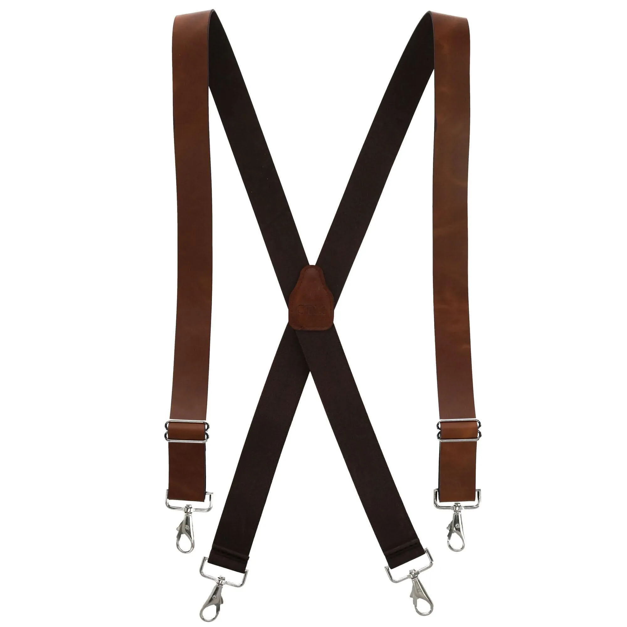 CTM® Men's Big & Tall Wide Leather Suspenders with Swivel Hook Ends